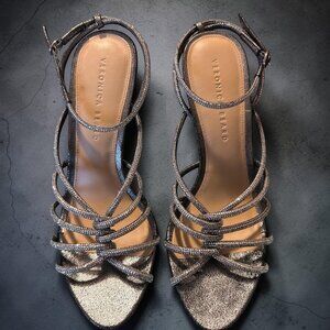 Veronica Beard Aneesha Crystal Gunmetal Strappy Heel Sandals Women’s 8.5